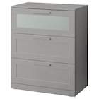 Kommode mit 3 Schubladen grau/Frostglas im Angebot bei IKEA in Saarbrücken Kommode mit 3 Schubladen grau/Frostglas Angebote von BRIMNES bei IKEA Saarbrücken für 99,99 €
