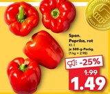 Span. Paprika, rot im Kaufland Prospekt Span. Paprika, rot im aktuellen Kaufland Prospekt für 1,49 €