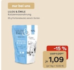 Katzennassnahrung im Angebot bei Garten-Center Nordharz GmbH & Co. KG in Salzgitter Katzennassnahrung Angebote von LILOU & ÉMILE bei Garten-Center Nordharz GmbH & Co. KG Salzgitter für 1,09 €