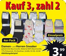 Damen- und Herren-Sneaker bei famila Nordost in Bremen Damen- und Herren-Sneaker im Angebot bei famila Nordost Bremen für 3,99 €