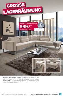Ecksofa im Kabs Prospekt "GROSSE LAGERRÄUMUNG BEI KABS!" mit 30 Seiten (Hamburg)