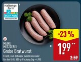 Grobe Bratwurst von MEINE METZGEREI für 1,99 € bei ALDI Nord im Angebot Grobe Bratwurst von MEINE METZGEREI im aktuellen ALDI Nord Prospekt