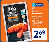 Berner Würstchen von BBQ für 2,69 € bei ALDI SÜD im Angebot Berner Würstchen von BBQ im aktuellen ALDI SÜD Prospekt