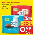 Aktuelle Ritter Sport Angebote bei Netto Marken-Discount in Hannover Aktuelles Bunte Vielfalt Alpenmilch Angebot bei Netto Marken-Discount in Hannover ab 0,99 €