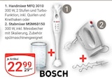 Handmixer MFQ 3010 im Angebot bei GLOBUS in Mannheim Handmixer MFQ 3010 Angebote von BOSCH bei GLOBUS Mannheim für 22,99 €