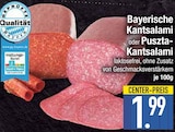 Salami im EDEKA Prospekt Bayerische Kantsalami oder Puszta-Kantsalami im aktuellen EDEKA Prospekt für 1,99 €