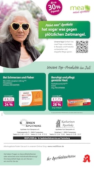Aktueller mea - meine apotheke Prospekt "Unsere Juli-Angebote" Seite 1 von 4 Seiten für Frankenberg