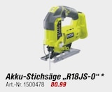Akku-Stichsäge „R18JS-0“ im toom Baumarkt Prospekt Akku-Stichsäge „R18JS-0“  im aktuellen toom Baumarkt Prospekt für 80,99 €