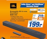 Kompakte All-in-one Soundbar BAR 300 von JBL für 199,00 € bei expert im Angebot Kompakte All-in-one Soundbar BAR 300 von JBL im aktuellen expert Prospekt