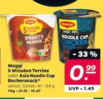 5 Minuten Terrine oder Asia Noodle Cup Bechersnack Angebote von Maggi bei Netto mit dem Scottie Freiberg für 0,99 €