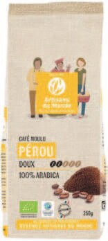 Café équitable Pérou moulu 100% arabica - NaturéO à Élancourt Café équitable Pérou moulu 100% arabica en promo chez NaturéO Élancourt à 3,99 €