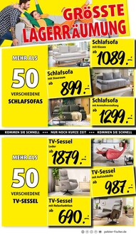 Fernseher im aktuellen Polstermöbel Fischer Prospekt (Filderstadt) Fernseher im Polstermöbel Fischer Prospekt "UNSERE GRÖSSTE LAGERRLAGERRÄUMUNG" mit 14 Seiten (Filderstadt)