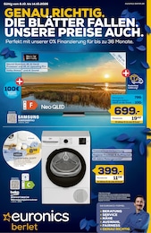 EURONICS Prospekt für Waldbröl mit 8 Seiten EURONICS Prospekt für Waldbröl: "GENAU RICHTIG. DIE BLÄTTER FALLEN. UNSERE PREISE AUCH.", 8 Seiten, 08.10.2026 - 14.10.2026
