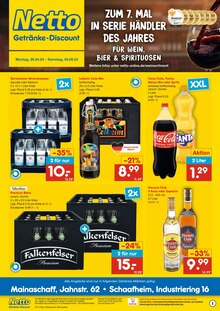 Cola im Netto Marken-Discount Prospekt "ZUM 7. MAL IN SERIE HÄNDLER DES JAHRES FÜR WEIN, BIER & SPIRITUOSEN" mit 2 Seiten (Aschaffenburg)