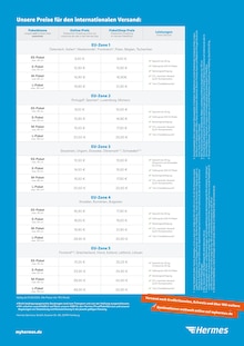 Aktueller Hermes Paketshop Prospekt "Preis- und Serviceübersicht" Seite 2 von 2 Seiten für Frankfurt