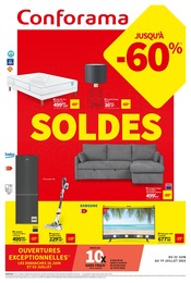 Catalogue Conforama à Suresnes, avec 1 page Prospectus Conforama à Suresnes, "Soldes : jusqu'à -60%", 1 page, 22/06/2022 - 19/07/2022