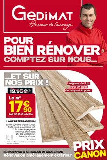 Catalogue Gedimat à Marseille cette semaine, valable du 04/03/2026 au 21/03/2026 Prospectus Gedimat à Marseille, "POUR BIEN RÉNOVER, COMPTEZ SUR NOUS…", 16 pages de promos valables du 04/03/2026 au 21/03/2026