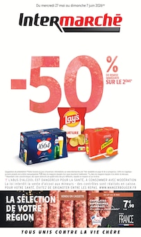 Catalogue Intermarché Super de la semaine 21, "-50% DE REMISE IMMÉDIATE SUR LE 2ÈME", page 1, 27/05/2026 - 07/06/2026 Prospectus Intermarché Super en cours, "-50% DE REMISE IMMÉDIATE SUR LE 2ÈME", page 1 sur 44