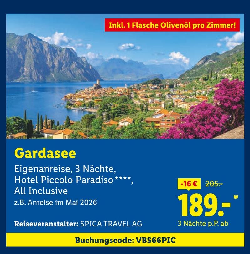 Gardasee Eigenanreise, 3 Nächte, Hotel Piccolo Paradiso, All Inclusive