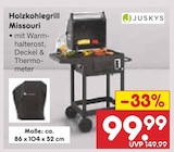 Holzkohlegrill Missouri von Juskys für 99,99 € bei Netto Marken-Discount im Angebot Holzkohlegrill Missouri von Juskys im aktuellen Netto Marken-Discount Prospekt