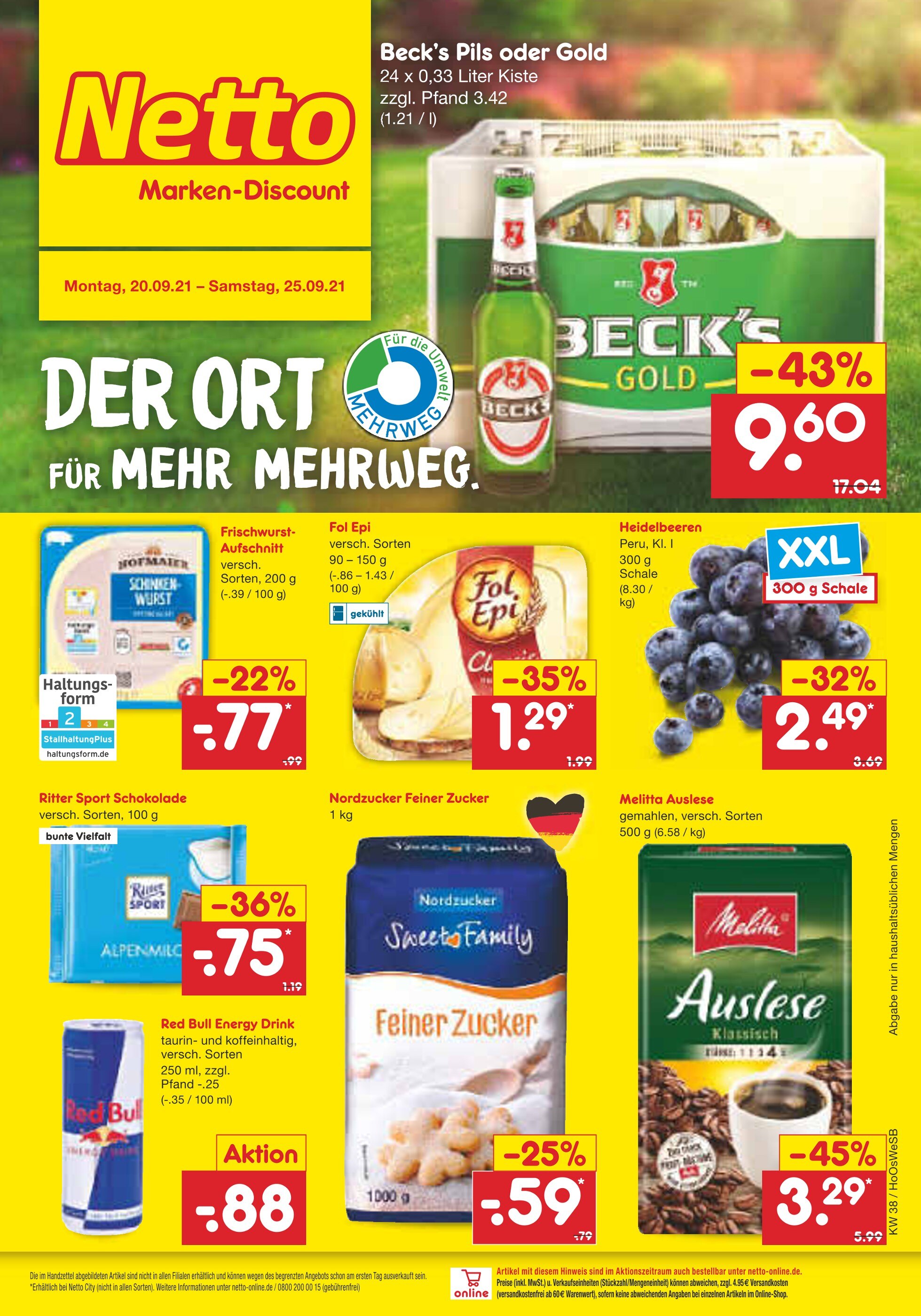 Netto Marken-Discount Prospekt für Helmstedt mit 41 Seiten Netto Marken-Discount Prospekt für Helmstedt: "DER ORT FÜR MEHR MEHRWEG.", 41 Seiten, 20.09.2021 - 25.09.2021