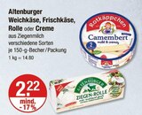 Weichkäse, Frischkäse, Rolle oder Creme im V-Markt Prospekt Weichkäse, Frischkäse, Rolle oder Creme von Altenburger im aktuellen V-Markt Prospekt für 2,22 €