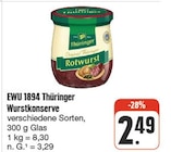 nah und gut Frohburg - EWU 1894 Thüringer Wurstkonserve Angebot im Prospekt EWU 1894 Thüringer Wurstkonserve bei nah und gut im Frohburg Prospekt für 2,49 €