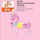 Barbie Leuchtendes Einhorn von Mattel für 27,99 € bei Müller im Angebot Barbie Leuchtendes Einhorn von Mattel im aktuellen Müller Prospekt