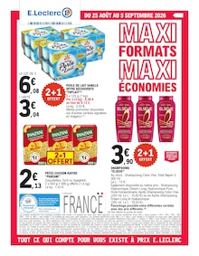 Catalogue E.Leclerc à Coutras cette semaine, valable du 25/08/2026 au 05/09/2026 Prospectus E.Leclerc à Coutras, "MAXI FORMATS MAXI ÉCONOMIES", 44 pages de promos valables du 25/08/2026 au 05/09/2026