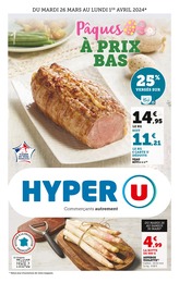 Catalogue Supermarchés Hyper U en cours à Vincelles et alentours, Pâques à prix bas, 28 pages, 26/03/2024 - 01/04/2024