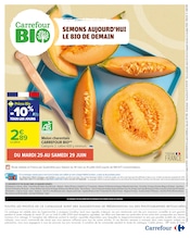 Promos Melon Charentais dans le catalogue "SEMONS AUJOURD'HUI LE BIO DE DEMAIN" de Carrefour à la page 10