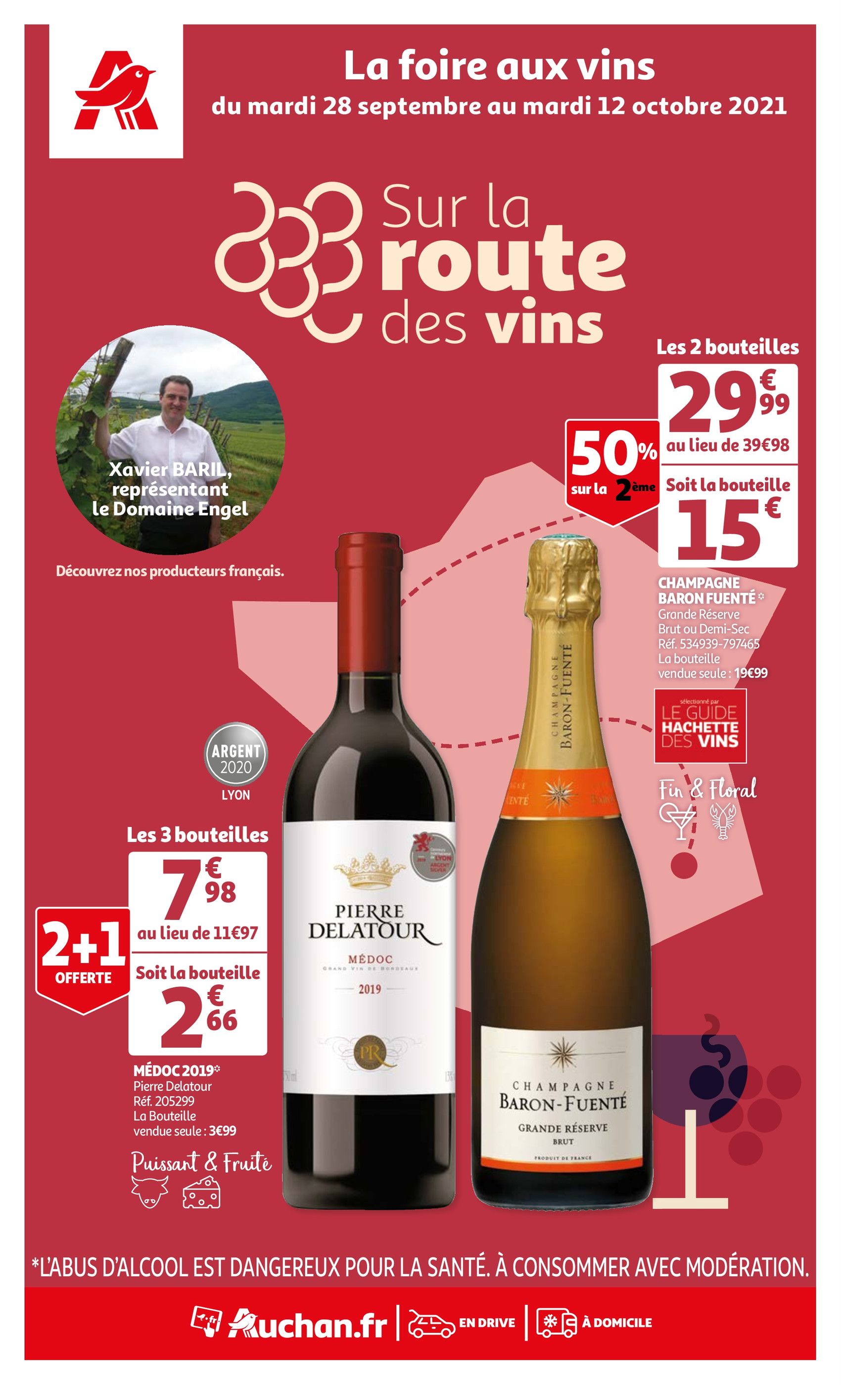 Catalogue Auchan à Houdemont, avec 64 pages Prospectus Auchan à Houdemont, "Sur la route des vins", 64 pages, 28/09/2021 - 12/10/2021