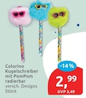Kugelschreiber mit PomPom radierbar von Colorino im aktuellen budni Prospekt