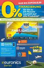Fernseher im EURONICS Prospekt in Bönen Aktueller EURONICS Prospekt mit Fernseher, "0% FINANZIERUNG FÜR BIS ZU 24 MONATE LAUFZEIT AUF ALLE PRODUKTE!", Seite 1