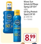 Schutz & Pflege Spray LSF 50+ oder UV Dry Protect Spray LSF 50 von Nivea Sun im aktuellen Rossmann Prospekt für 8,99 €