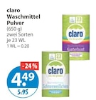 Bio Waschmittel im V-Markt Prospekt Waschmittel Pulver Kunterbunt von claro im aktuellen V-Markt Prospekt für 4,49 €
