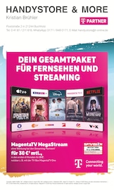 Fernseher im handystore & more Prospekt in Neu Wulmstorf Aktueller handystore & more Prospekt mit Fernseher, "DEIN GESAMTPAKET FÜR FERNSEHEN UND STREAMING", Seite 1