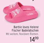 Barbie loves Helene Fischer Badelatschen von Barbie für 14,99 € bei EDEKA im Angebot Barbie loves Helene Fischer Badelatschen von Barbie im aktuellen EDEKA Prospekt