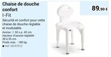 Chaise de douche confort - i-FIT en promo chez Technicien de Santé Livry-Gargan à 89,90 €