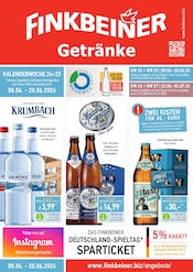 Finkbeiner Getränkemärkte Prospekt der aktuellen Woche mit 12 Seiten, gültig von 08.06.2026 bis 04.07.2026, in Vöhringen und Umgebung Aktueller Finkbeiner Getränkemärkte Prospekt in Vöhringen und Umgebung, "DIE DURSTSTRECKE ENDET HIER" mit 12 Seiten, 08.06.2026 - 04.07.2026