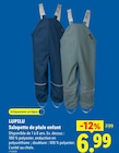 Salopette de pluie enfant - LUPILU en promo chez Lidl Salopette de pluie enfant - LUPILU dans le catalogue Lidl