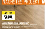 Laminatboden Nord Eiche Natur Angebote bei OBI Erlangen für 7,99 €
