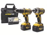 Lot perceuse à percussion + visseuse à choc 18 V + 2 batteries 4 Ah - PROFOR - Espace Emeraude à Brest Lot perceuse à percussion + visseuse à choc 18 V + 2 batteries 4 Ah - PROFOR en promo chez Espace Emeraude Brest à 189,00 €