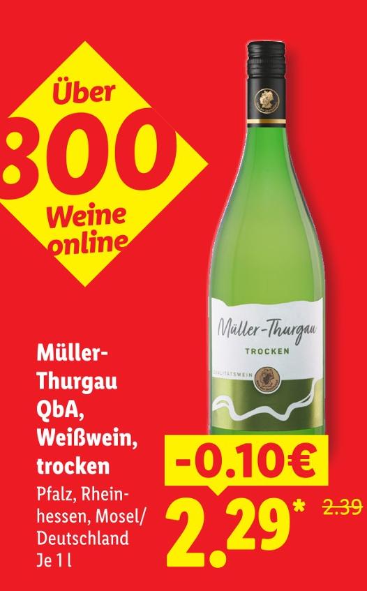 Müller-Thurgau QbA, Weißwein, trocken