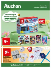 Prospectus Auchan Hypermarché à Clermont-Ferrand, "Le catalogue de vos vacances de printemps", 12 pages de promos valables du 16/04/2024 au 22/04/2024