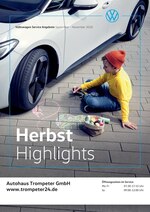 Volkswagen Prospekt für Dortmund mit 1 Seiten Volkswagen Prospekt für Dortmund: "Herbst Highlights", 1 Seiten, 01.09.2020 - 30.11.2020