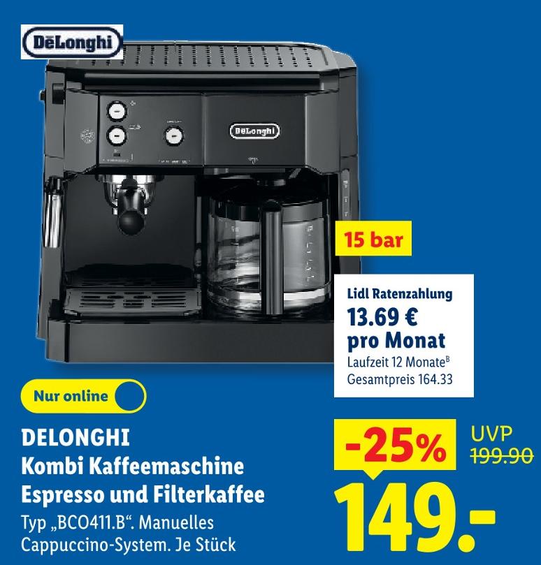 Kombi Kaffeemaschine Espresso und Filterkaffee