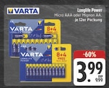 Longlife Power Micro AAA im Angebot bei E center in Hof Longlife Power Micro AAA Angebote von Varta bei E center Hof für 3,99 €