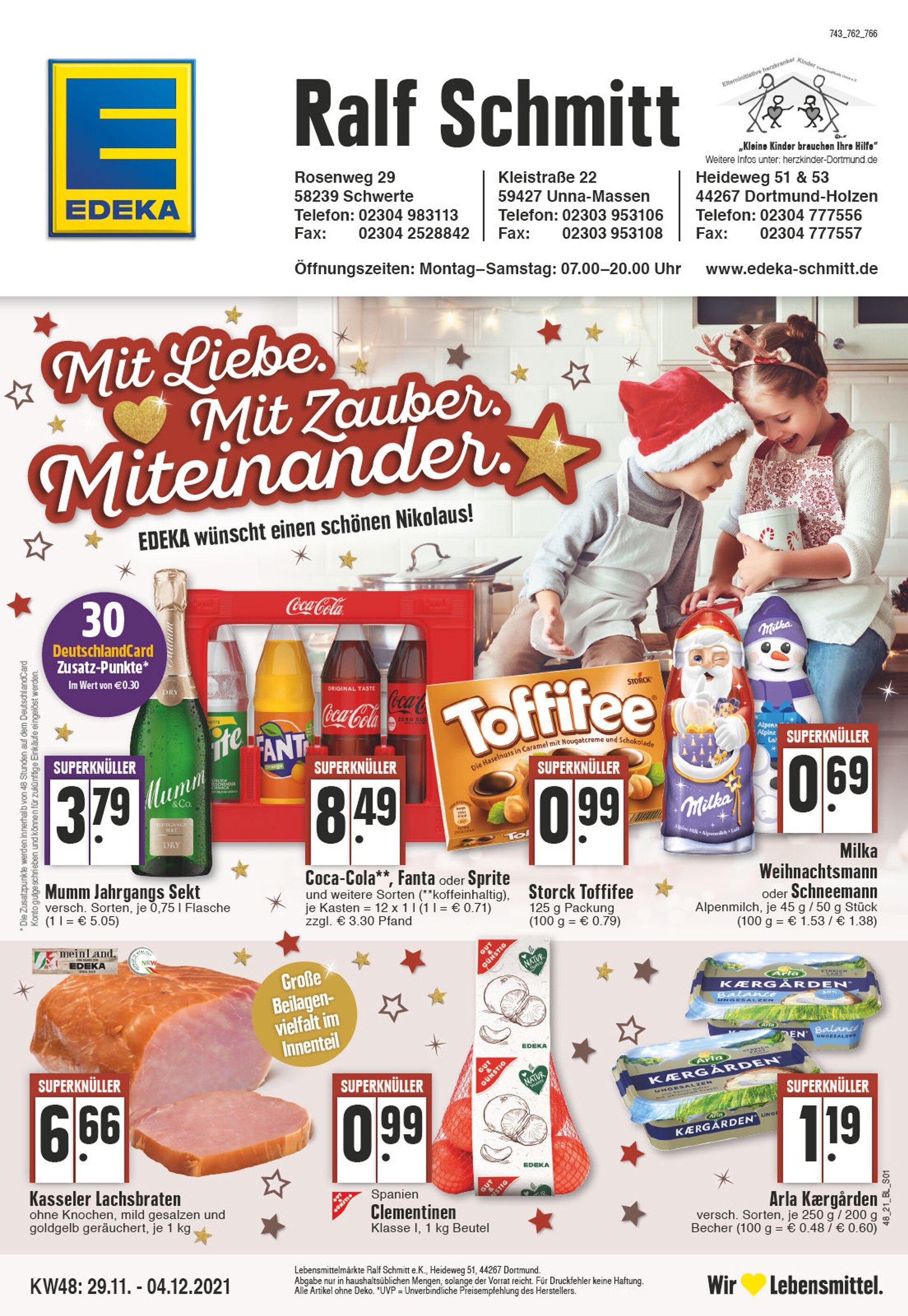 EDEKA Prospekt für Schwerte mit 24 Seiten EDEKA Prospekt für Schwerte: "Aktuelle Angebote", 24 Seiten, 29.11.2021 - 04.12.2021