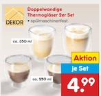 Aktuelles Doppelwandige Thermogläser 2er Set Angebot bei Netto Marken-Discount in Bergisch Gladbach ab 4,99 €